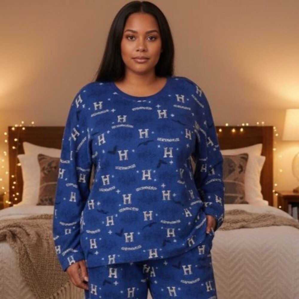Harry Potter Hogwarts S Women Pajama Shirt Sleepwear Long Sleeve Top Loungewear